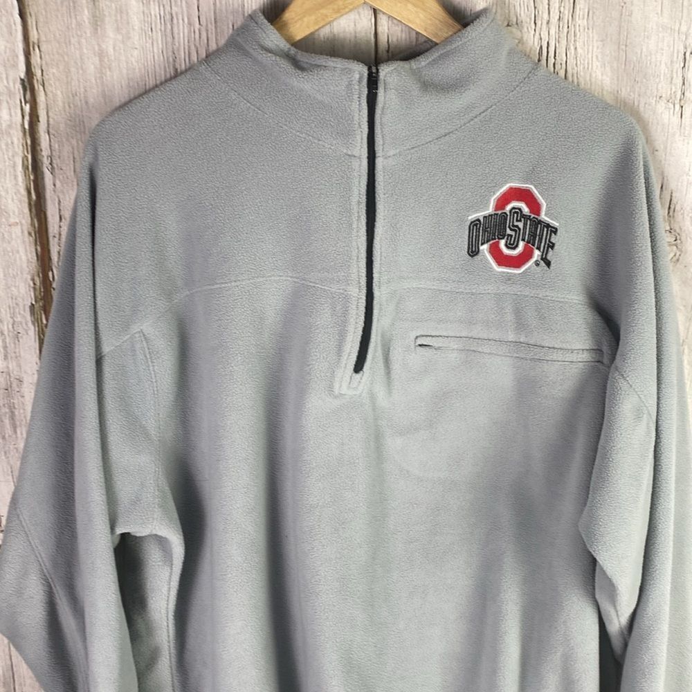 Ohio State Buckeyes 1/4 Zip Fleece Pullover Jacket Big Ball Sports Men Large 340 - Picture 2 of 6